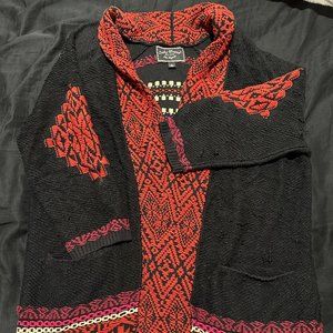 Lucky Brand Cardigan Sweater red and black winter size L